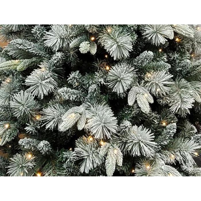 DKD Home Decor Árbol de Navidad Alpina Verde Nevado 180 cm con 772 Ramas, Luces LED Cálidas y Base Metálica 1