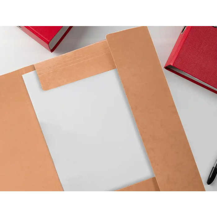 Liderpapel Carpeta Gomas Tres Solapas Ecouse Cartulina 400 gr DIN A4+ Color Kraft Marron 7