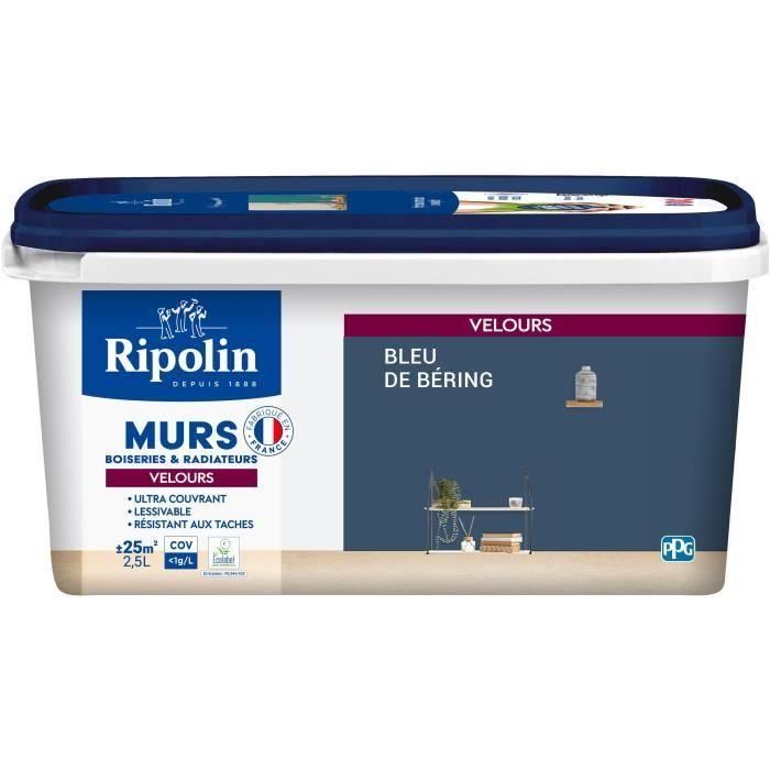 Decoración de paredes, carpintería y radiadores, terciopelo azul Bering - RIPOLIN - 2,5 L Decoración de paredes, carpintería y radiadores, terciopelo azul Bering - RIPOLIN - 2,5 L