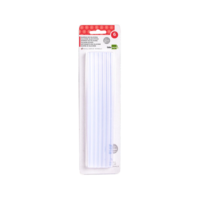 Liderpapel Barra Termofusible Silicona 11mm x 200mm Blister 6 Unidades Uso Bricolaje Pistola Cola 1