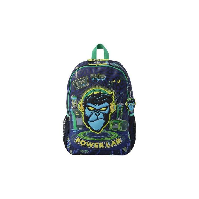 Totto Mochila Morral Kong Lab L MJ04KLB003-2410-8JDL, Azul Marino, Poliéster, Acolchada, Bolsillos Laterales