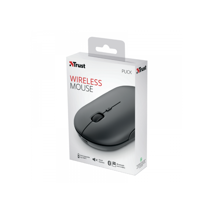 Trust Ratón Puck Inalámbrico Bluetooth 800-1200-1600 Dpi Ultrafino Ambidiestro Recargable Negro 7