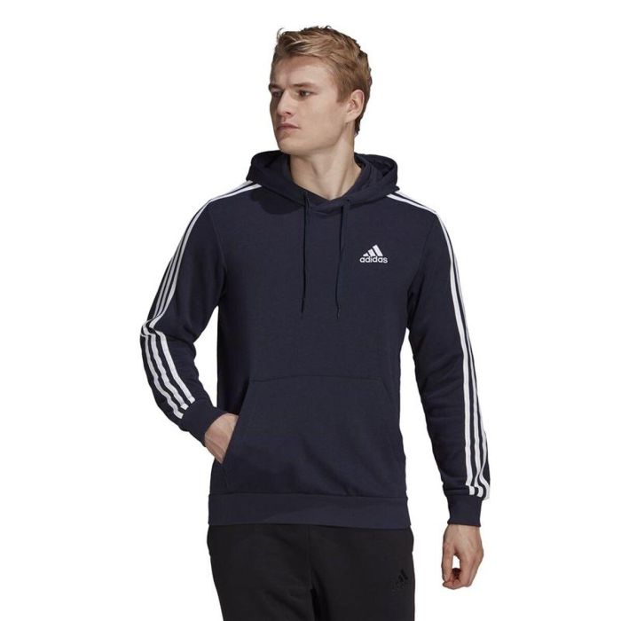 Sudadera con Capucha Hombre Adidas Essentials 3 Bandas Azul oscuro S
