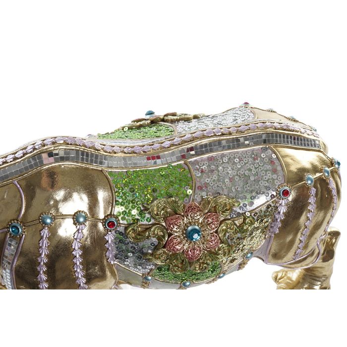 DKD Home Decor Figura Rinoceronte Resina Dorado Multicolor 17.5 x 25 x 55 cm