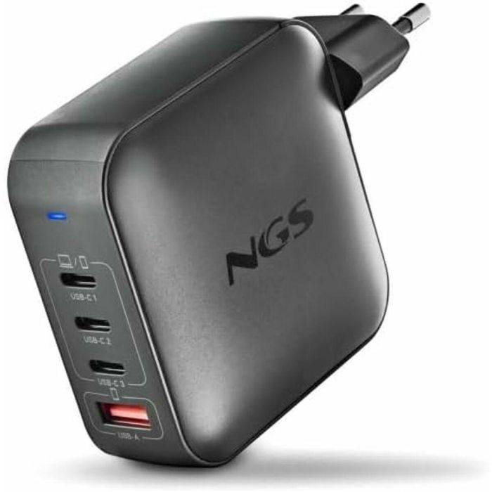 NGS Cargador Portátil BUD165W GaN 165W 3xUSB-C + 1xUSB-A Automático Voltaje 5-21V 7