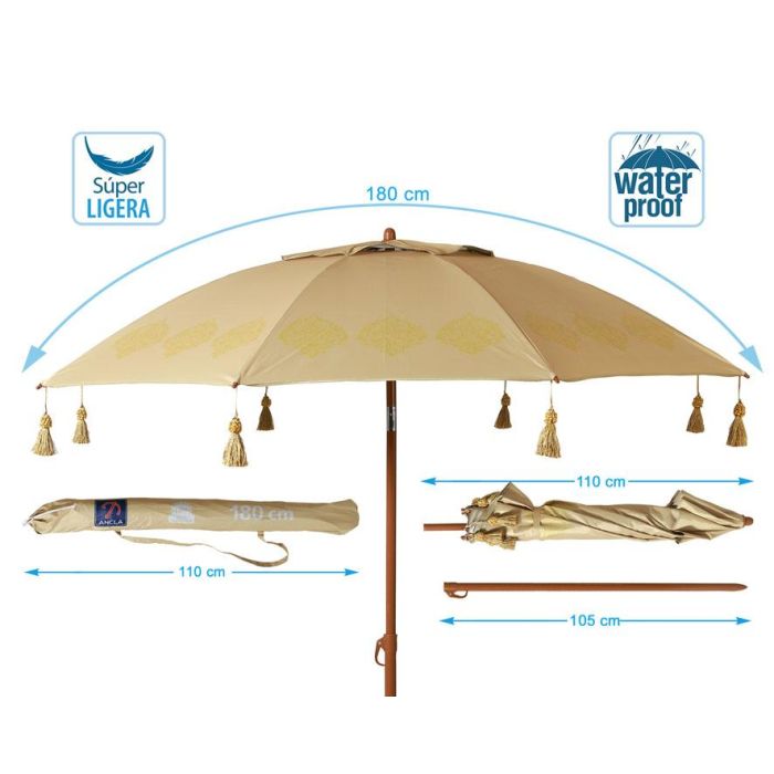 Atosa Sombrilla De Playa De Aluminio Modelo Con Upf 50+ Beige 180 cm 22-25 mm Beige 4