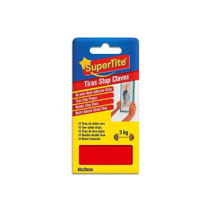 Cinta Doble Cara Supertite Stop Clavos 40X20Mm Estuche De 10 12 unidades