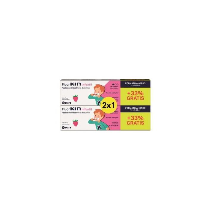 KIN Pasta Dental Fluor Infantil 75ml + 25ml Pack 2x1