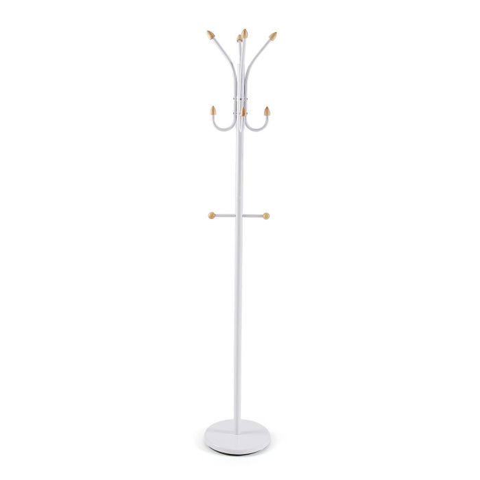 Perchero Blanco Con Puntas De Madera Versa 30X180CM Perchero Blanco Con Puntas De Madera Versa 30X180CM
