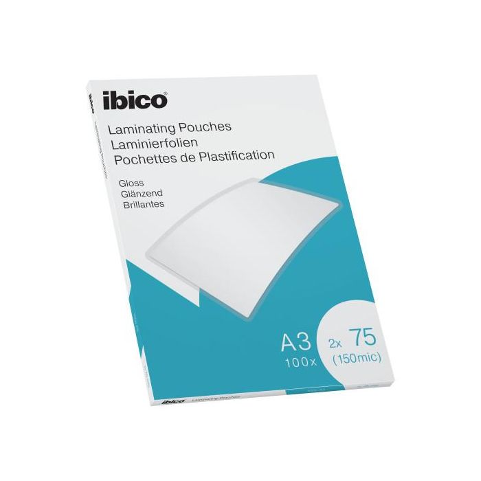 Ibico 627319 Caja 100 Bolsas Plastificar A3 Brillo 75 Micras 303x426 mm
