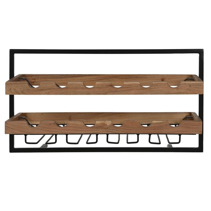 DKD Home Decor Botellero Natural Negro Acacia y Metal 25 x 35 x 65 cm 0 DKD Home Decor Botellero Natural Negro Acacia y Metal 25 x 35 x 65 cm 0