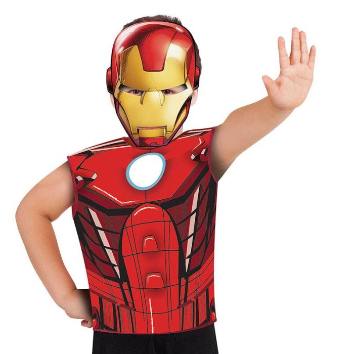 RUBIES Disfraz Iron Man Avengers Marvel infantil para niños 3-6 años camiseta sin mangas y máscara