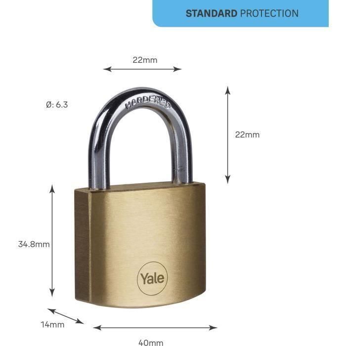 Yale Y110B/40/122/4 - Juego de 4 candados de latón de 40 mm con arco de acero y 3 llaves, ideal para taquilla, vestuario y armario. 3 Yale Y110B/40/122/4 - Juego de 4 candados de latón de 40 mm con arco de acero y 3 llaves, ideal para taquilla, vestuario y armario. 3
