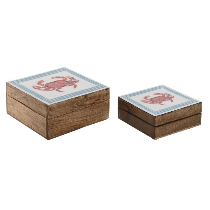 Caja-Joyero Home ESPRIT Multicolor Madera de mango 17,5 x 17,5 x 8 cm (2 Unidades) Caja-Joyero Home ESPRIT Multicolor Madera de mango 17,5 x 17,5 x 8 cm (2 Unidades)
