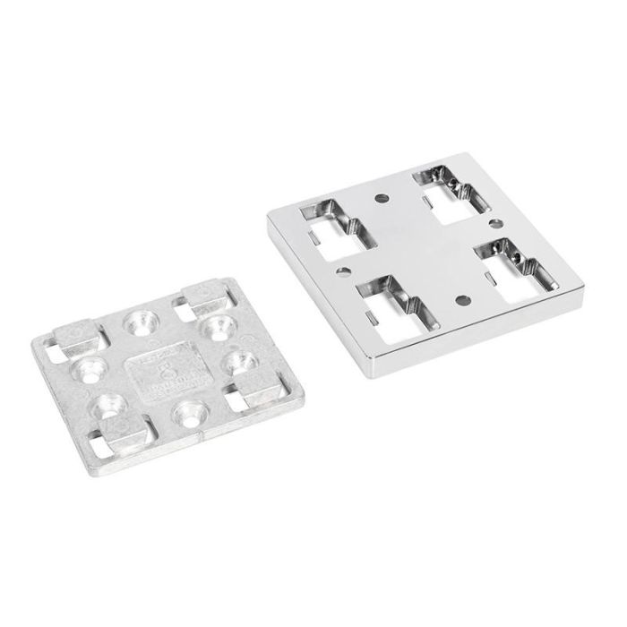 RUJZ Placa Enganche Cuña para Patas de Mesa, Acabado Cromo. Para Patas 100x100mm, Placa 80x80mm. Sistema Patentado. 2 RUJZ Placa Enganche Cuña para Patas de Mesa, Acabado Cromo. Para Patas 100x100mm, Placa 80x80mm. Sistema Patentado. 2