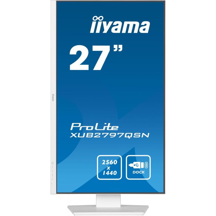 Iiyama XUB2797QSN-W2 Monitor 27" QHD IPS 1440p 1ms 300cd/m² con Dock USB-C 65W, 3x USB-A 3.2, Blanco