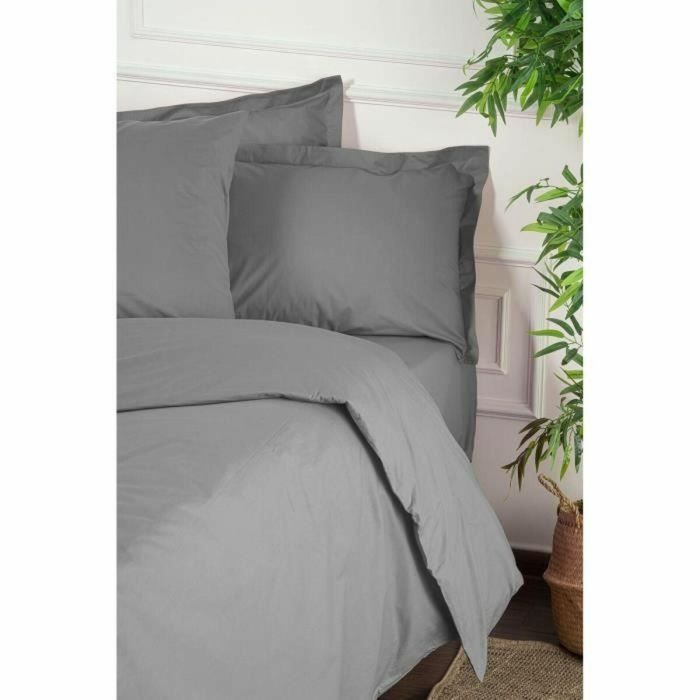 Juego de Cama 1 Funda Nórdica 220x240 cm + 2 Fundas de Almohada 60x60 cm 100% Algodón Reforzado Gris 2