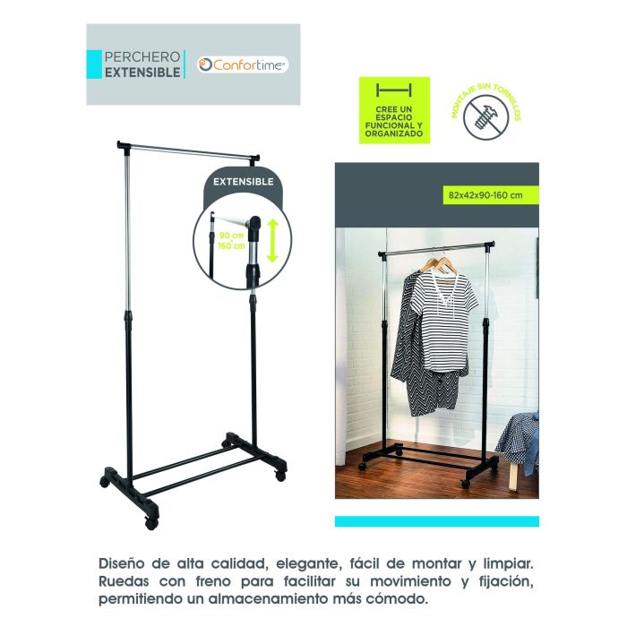 Confortime Perchero Extensible 82 x 42 x 90-160 cm (4 Unidades) 8 Confortime Perchero Extensible 82 x 42 x 90-160 cm (4 Unidades) 8