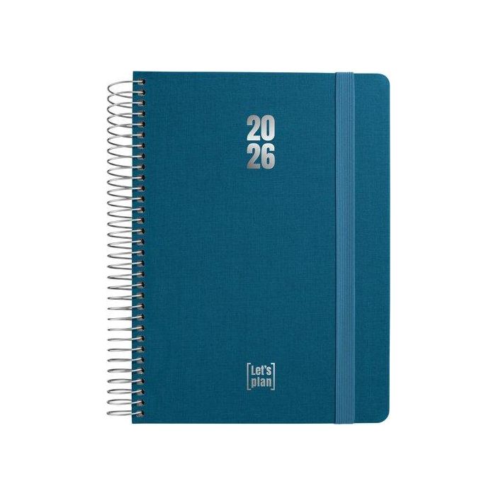 Agenda Anual (2026) Grafoplas Fancy Espiral Tapa Extradura Con Goma A5 210X150 D/P Azul Indigo