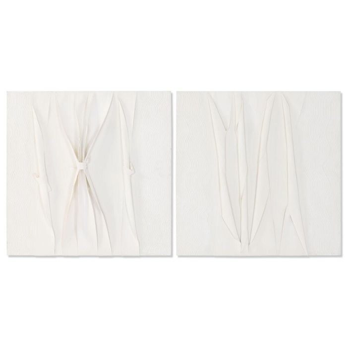 DKD Home Decor Cuadro Abstracto Scandi Blanco Lienzo y MDF 60x60x3.5 cm (2 Unidades) 0 DKD Home Decor Cuadro Abstracto Scandi Blanco Lienzo y MDF 60x60x3.5 cm (2 Unidades) 0