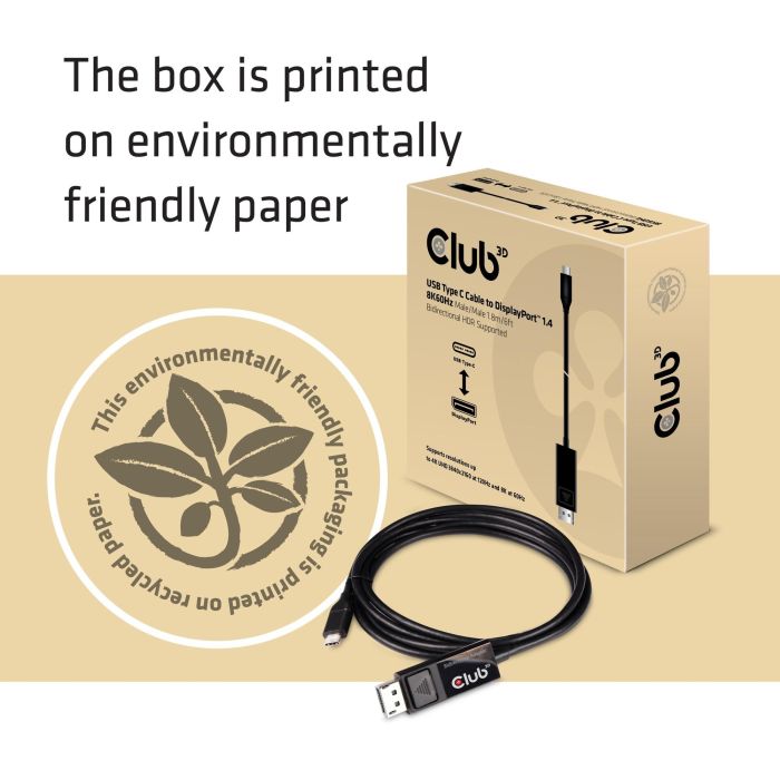 Club3D Cable USB 3.1 Tipo C a DisplayPort 1.4 8K60Hz UHD 1.8m Macho/Macho 4 Club3D Cable USB 3.1 Tipo C a DisplayPort 1.4 8K60Hz UHD 1.8m Macho/Macho 4
