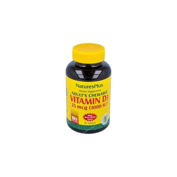 NATURES PLUS Vitamina D3 1000UI Masticable 90 Comprimidos con sabor a Frutos Rojos
