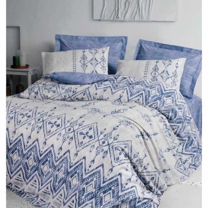 ASI8684283035236 Juego de cama Azul 100% algodón con 1 funda nórdica 220x240 cm y 2 fundas almohada 60x60 cm 2
