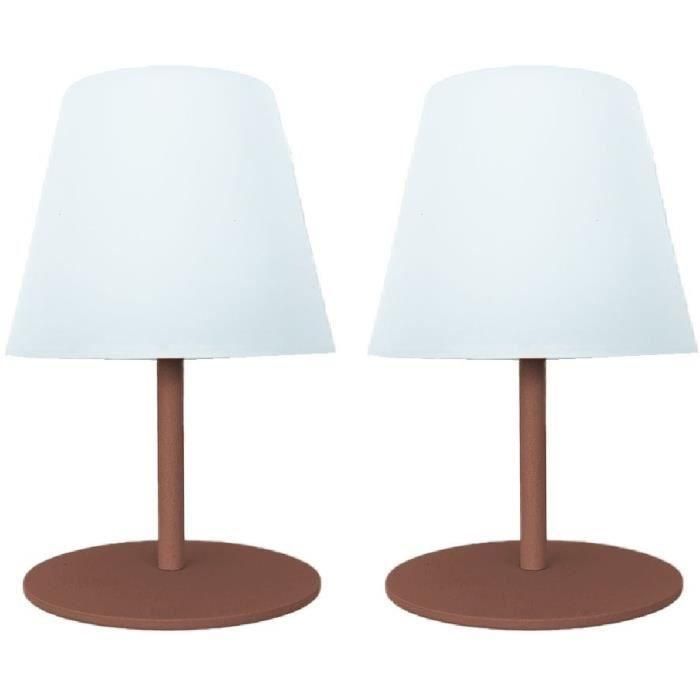 Juego de 2 lámparas de mesa inalámbricas - LUMISKY - TWINS - Terracota - H16 cm - LED Juego de 2 lámparas de mesa inalámbricas - LUMISKY - TWINS - Terracota - H16 cm - LED