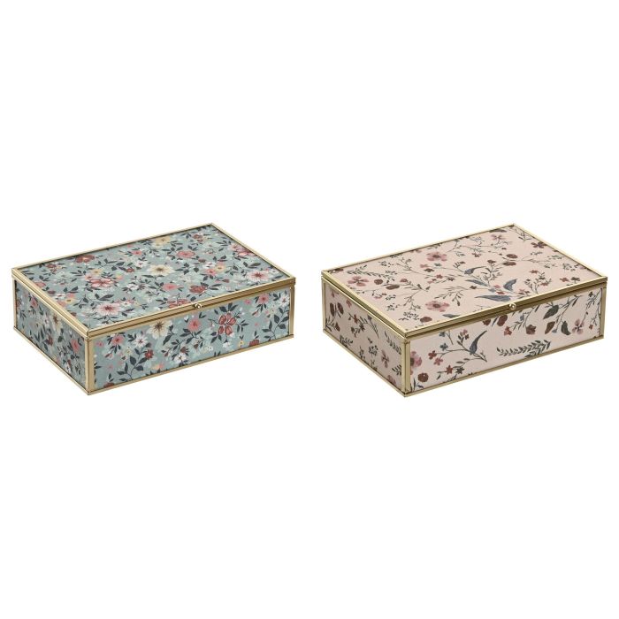 Joyero Shabby DKD Home Decor Beige Verde 14 x 6 x 21 cm (4 Unidades) 1