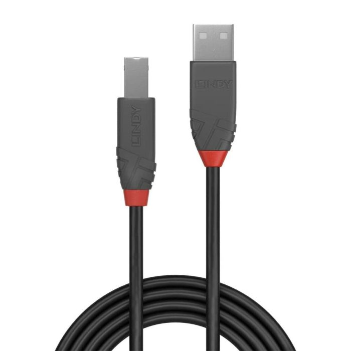 Lindy Cable USB 2.0 Tipo A a B Anthra Line 7.5m para AV/IT, Alta Velocidad 480Mbps, Doble Apantallamiento, Contactos Dorados 1