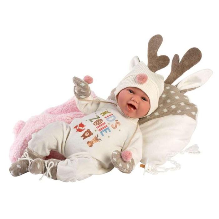 Muñeco recien nacido mimi sonrisas con peto kids zone, chupete y cojin reno 40 cm cuerpo tela 4 Muñeco recien nacido mimi sonrisas con peto kids zone, chupete y cojin reno 40 cm cuerpo tela 4