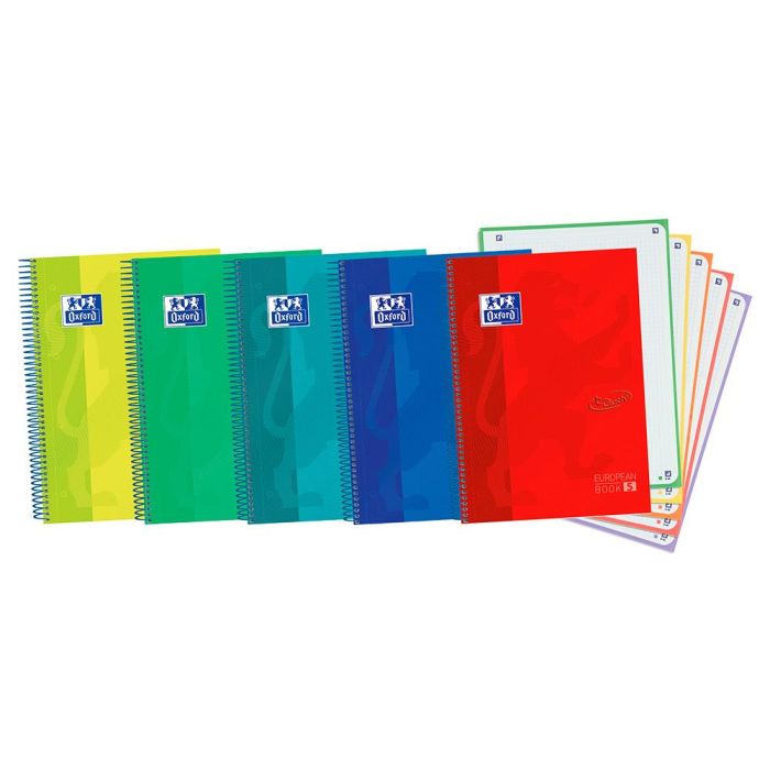 Cuaderno Espiral Oxford Ebook 5 Tapa Extradura Din A4+ 120 H Microperforadas Cuadro 5 mm Colores Vivos Surtidos 1