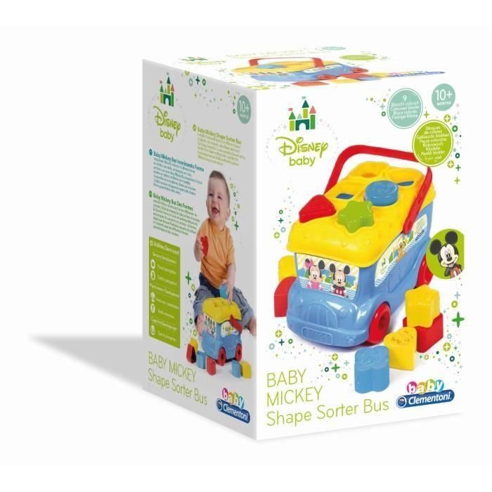 Clementoni Autobús de las Formas Mickey Disney Baby - Juego Educativo para Bebés de 9 Meses+ con 9 Piezas para Aprender Colores 1