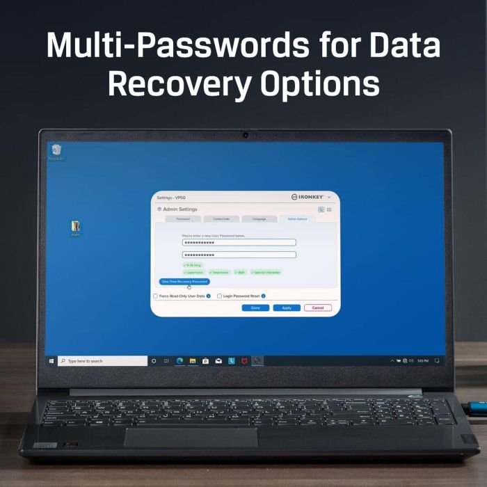 Kingston IronKey Vault Privacy 50C 64GB USB-C 3.2 Gen 1, Encriptación Hardware AES-256 FIPS 197, Resistente Agua IPX8, Vel. Lect. 250 MB/s