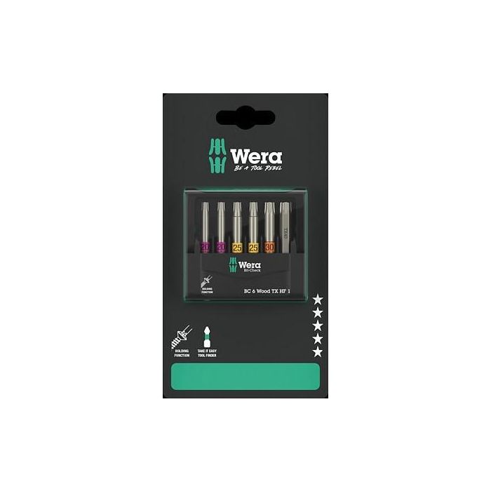 Wera 6 Wood TORX HF 1 SB - Bit-Check para Madera 0 Wera 6 Wood TORX HF 1 SB - Bit-Check para Madera 0