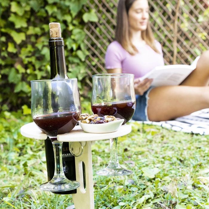 Mesa de Vino Plegable y Portátil para Exteriores Winnek InnovaGoods 12 Mesa de Vino Plegable y Portátil para Exteriores Winnek InnovaGoods 12