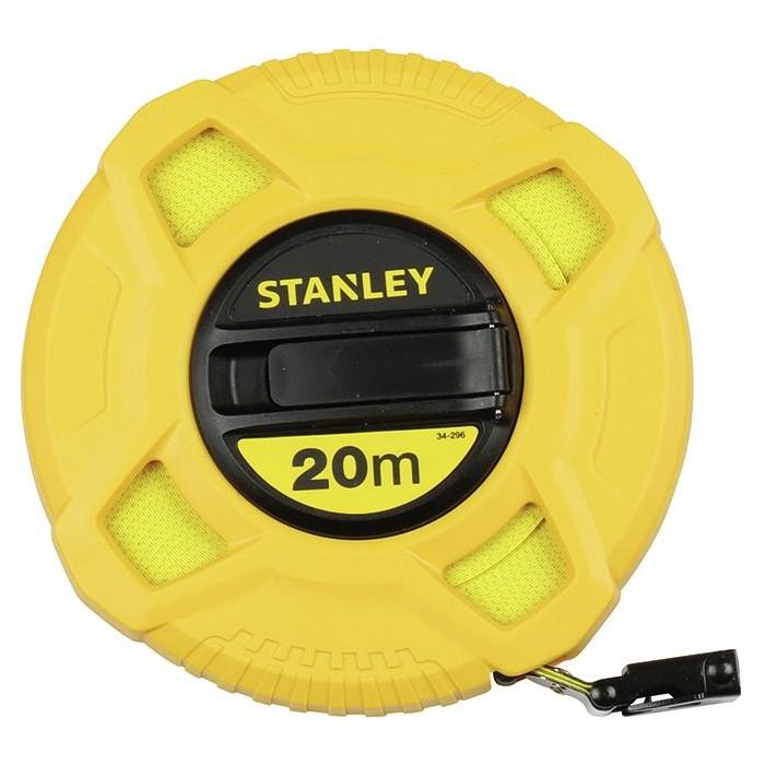 Stanley 0-34-296 Cinta Métrica Fibra Vidrio 20m x 12.5mm, Caja ABS Antideslizante, Manivela Plegable, Alta Visibilidad 2
