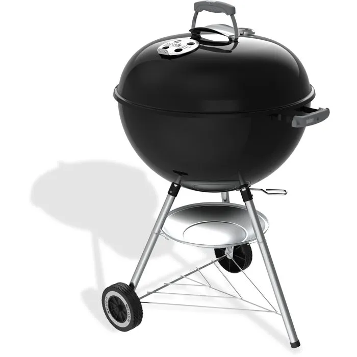 Weber 1502202 Barbacoa de carbón Original Kettle de 57 cm, Termómetro integrado, Acero esmaltado, Ventilación, Incluye 9 cubiertos, Negro