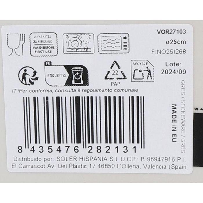 Fuente Redonda Vortex Nordic Brillo 25 cm - Inde (12 Unidades) 5 Fuente Redonda Vortex Nordic Brillo 25 cm - Inde (12 Unidades) 5