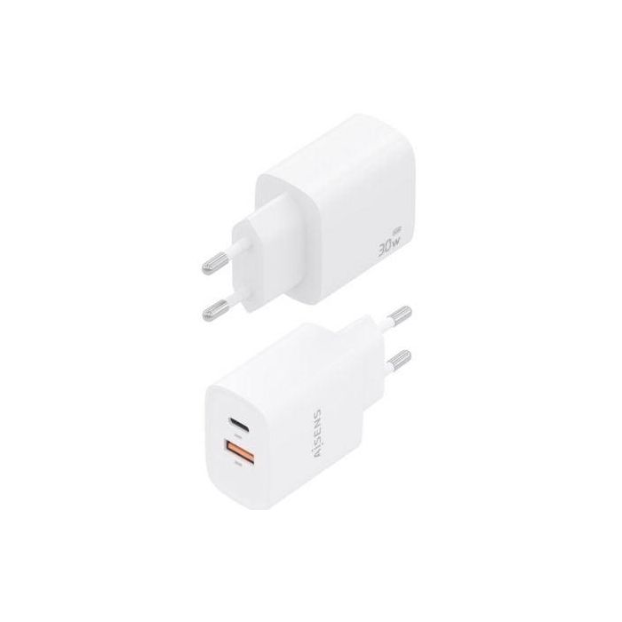Cargador de Pared GaN Aisens A110-0952/ 1xUSB Tipo-C/ 1xUSB/ 30W/ Blanco 2 Cargador de Pared GaN Aisens A110-0952/ 1xUSB Tipo-C/ 1xUSB/ 30W/ Blanco 2