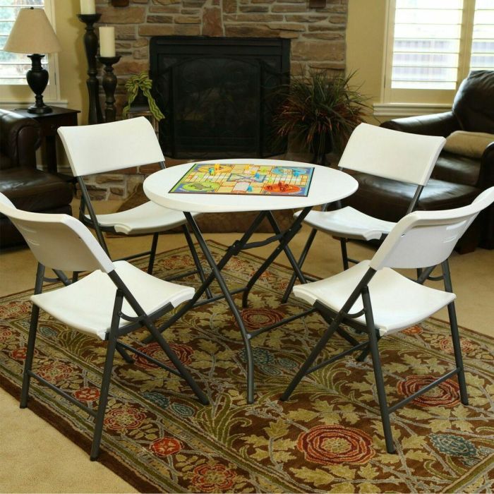 Mesa Plegable Lifetime Blanco Redonda Acero Plástico 83 x 73,5 cm 1