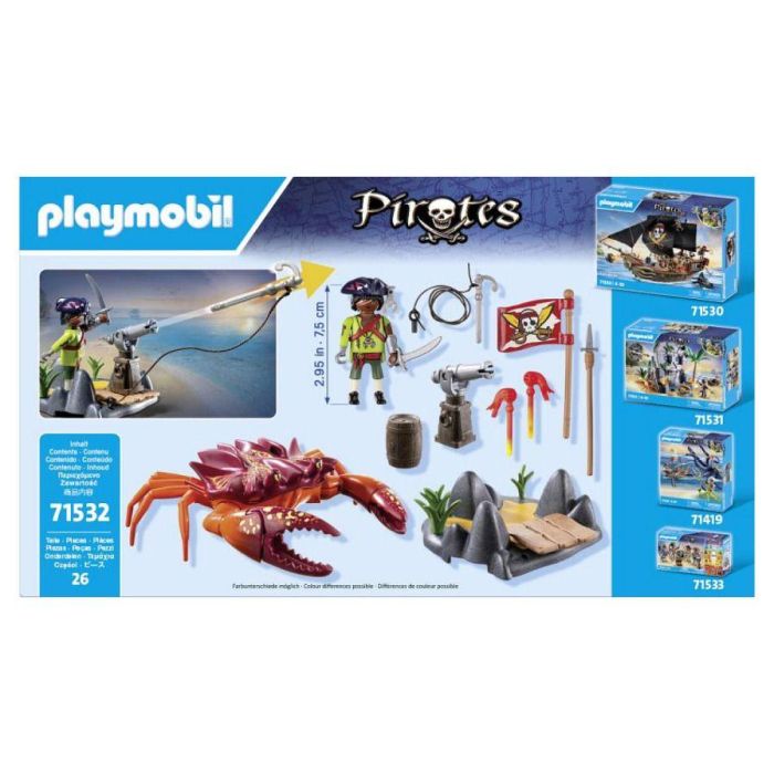 Playmobil 71532 Batalla del Cangrejo Gigante Pirates Set de Juego - Incluye Pirata con Cañón, Cangrejo con Pinza Moviéndose, Aventura para Niños +4 años 1