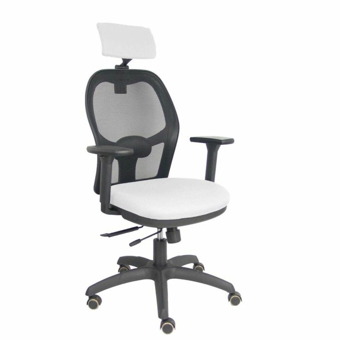 PIQUERAS Y CRESPO Silla Jorquera traslack malla negra asiento bali blanco brazos 3D cabecero regulable PIQUERAS Y CRESPO Silla Jorquera traslack malla negra asiento bali blanco brazos 3D cabecero regulable