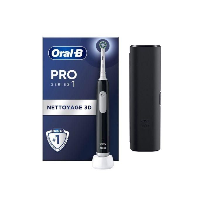 Cepillo de dientes eléctrico - ORAL-B - Pro 1 - Negro - Sensor de presión 360 - 7 días de duración de la batería 2