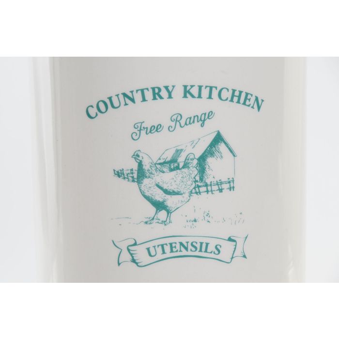 DKD Home Decor Bote Utensilios de Cocina Dolomita Blanco y Verde 12.5x12.5x17.5 cm Apto Lavavajillas Microondas 2