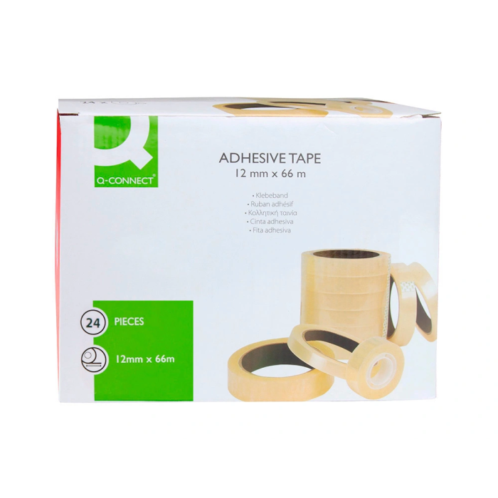 Q-connect Cinta Adhesiva Transparente Encelofanada 66 mt x 12 mm para Embalar 7