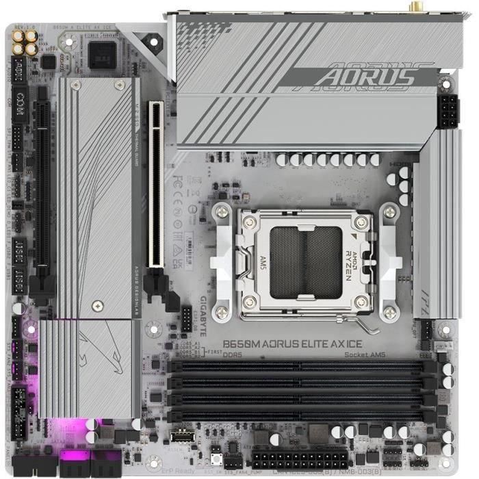 Gigabyte Placa base B650M AORUS ELITE AX ICE Micro ATX con Wi-Fi 6E y soporte DDR5 hasta 8000 MHz 4 Gigabyte Placa base B650M AORUS ELITE AX ICE Micro ATX con Wi-Fi 6E y soporte DDR5 hasta 8000 MHz 4