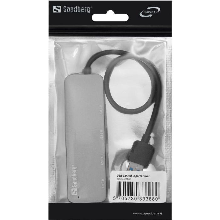Sandberg USB 3.0 Hub 4 Puertos SAVER Expansor Conectividad Instantánea Plug & Play para PC - Conecta Disco Duro, Impresora, Ratón 1
