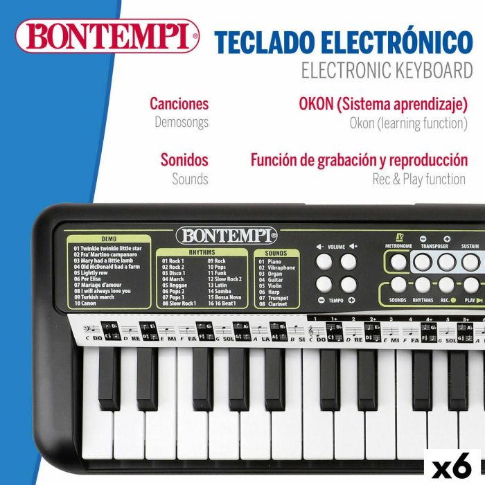 Teclado 37 Teclas Bontempi 42 x 4 x 15 cm (6 Unidades) 18 Teclado 37 Teclas Bontempi 42 x 4 x 15 cm (6 Unidades) 18