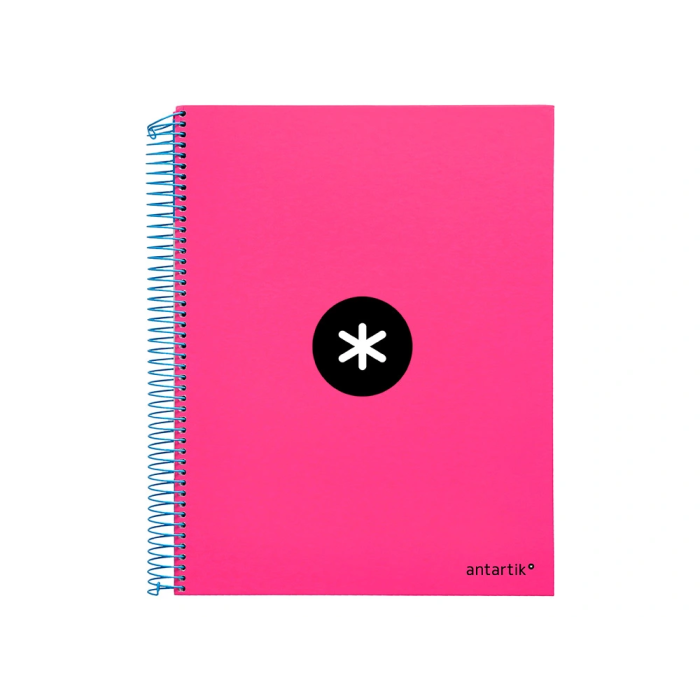 Antartik Cuaderno Espiral A4 Micro Antartik Tapa Forrada 120 Hojas 90 Gr Liso Con Bandas 4 Taladros Rosa Fluor 1
